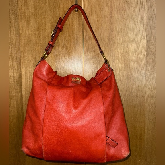 Coach Madison Isabelle Leather Hobo Shoulder Bag in Orange F17275 - Picture 1 of 16